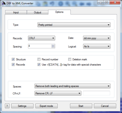 DBF to XML Converter screenshot