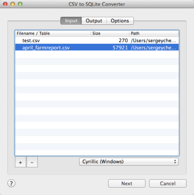 file address for mac in sqlite