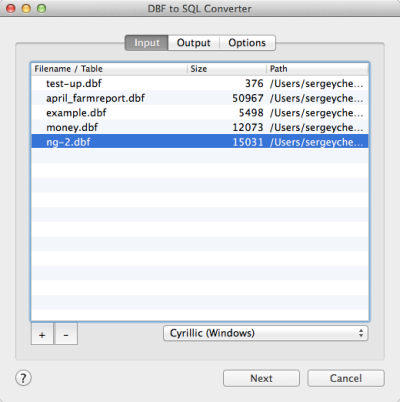 convert dbf to sql