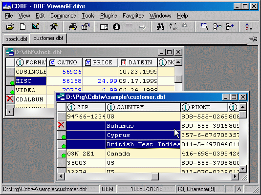 Main window of CDBF - Powerful DBF Viewer and Editor for Windows